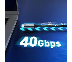 J5Create USB4 kabel 240W černá / Kabel / USB-C - USB-C / 40 Gbps / PD 240 W / 0,8 m