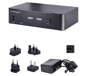 StarTech USB-C KVM přepínač 2 porty DisplayPort / KVM přepínač / 4K 60Hz UHD HDR / 4x USB HID / 3,5mm audio