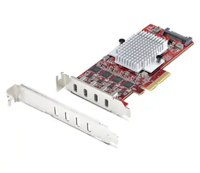 StarTech PCIe karta 4x USB-C 10Gbps červená / Řadič USB / PCIe / USB 3.2 Gen 2 / Low Profile