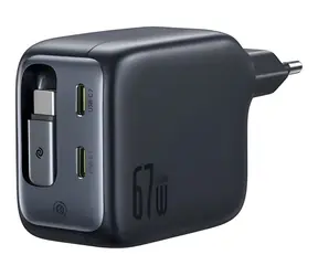 Baseus EnerCore CJ11 Cosmic Black / Nabíječka / 67W / 3 výstupy / integrovaný kabel USB-C