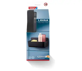 Tesa Lavaa sprchový košík M černá / Sprchový košík / samolepicí montáž bez vrtání / nosnost 3 kg