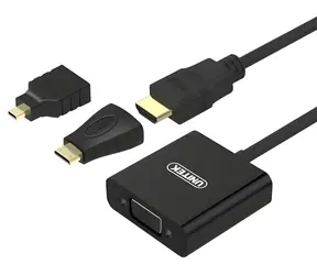 Unitek Y-6355 černá / Redukce HDMI-VGA / 3v1 / HDMI, miniHDMI, microHDMI