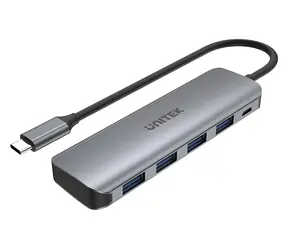 Unitek H1107A šedá / USB hub / USB-A / 4× USB-A / 5000 Mbit/s / hliníkový