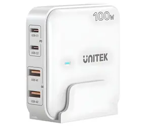 Unitek P1229AWH01-EU bílá / Nabíječka / GaN / 100W / 2x USB-C / 2x USB-A