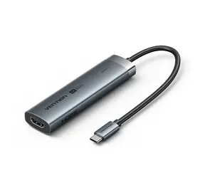 Vention USB-C hub 5v1 šedá / USB hub / HDMI 4K/60Hz / 100W PD / 5 Gbps / 3x USB-A + 1x USB-C