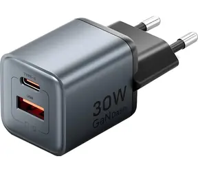Vention 30W GaN černá / Nabíječka / Power Delivery 30W / 1x USB-C / 1x USB-A