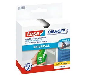 TESA Samolepicí pásek suchý zip ON&OFF Universal bílá / 2,5 m / 20 mm