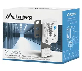 Lanberg AK-1505-S šedá / Termostat / 19" RACK a DIN lišta / spínací proud 10 A / -20 až 80 °C
