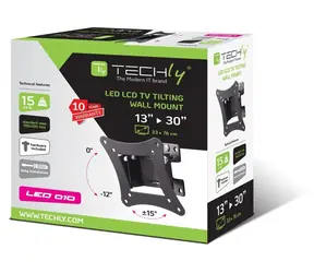 Techly ICA-LCD-901 černá / Nástěnný držák pro TV / LCD/LED 13-30" / náklon 0-12° / otočný ±15° / 15 kg / VESA 75-100 mm
