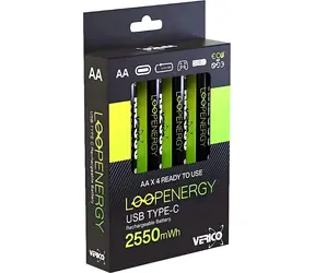 Verico LoopEnergy AA2550 / Nabíjecí baterie AA / Li-Ion / USB-C / 2550 mAh / 4 ks