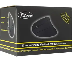 Inter-Tech Eterno KM-206L / Vertikální myš / Pro leváky / Bezdrátová / 1600 DPI