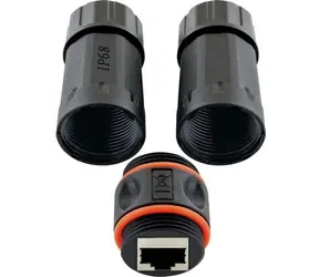 Schwaiger Spojka RJ45 CAT6A outdoor černá / Spojka / 2x RJ45 / U/FTP / IP68