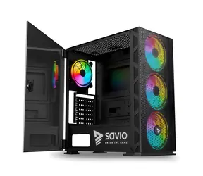 SAVIO Raptor X1 ARGB Glass/Mesh černá / Skříň / ATX, Micro ATX, Mini ITX / Tvrzené sklo / 3x 120 mm ARGB / Bez zdroje