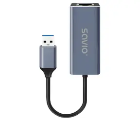 SAVIO AK-83 černá / USB LAN adaptér / RJ-45 / USB Type-A / 5 Gbit/s
