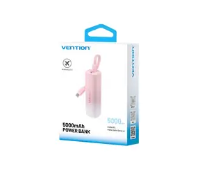 Vention 5000mAh růžová / Powerbanka / 20W / USB-C + Lightning