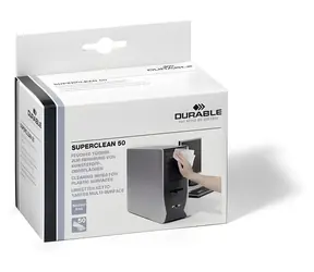 Durable Superclean 50 / Čisticí ubrousky / Pro elektroniku / 50 ks