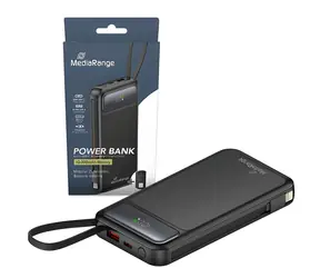 MediaRange Powerbank 10000mAh černá / Powerbanka / USB-C Power Delivery / Quick Charge / LC displej