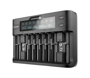 EverActive UC-800 černá / Nabíječka pro Ni-MH a Li-ion baterie / AA / AAA / 9V / LCD displej / až 10 baterií