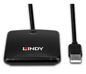 Lindy Čtečka čipových karet USB 2.0 černá / Čtečka čipových karet / Rychlost čtení 480 MB/s / Délka kabelu 1,2 m