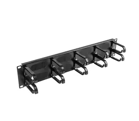 Lanberg Organizér kabelů typ B černá / Organizér kabelů / 19" rack / 2U / 10 kovových držáků