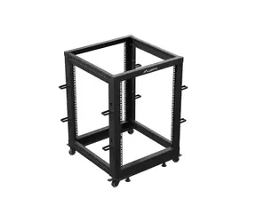 Lanberg Open Rack 15U černá / Stojanový rack / 19" / 600×600 mm / nastavitelná hloubka 576–1034 mm / nosnost 600 kg