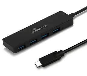 MediaRange USB-C hub 1:4 černá / USB hub / 4x USB 3.2 Gen 1 Type-A / Bus-powered