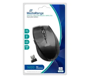 MediaRange Highline černo-karbonová / Myš / bezdrátová / optická / 1600 DPI / 5 tlačítek
