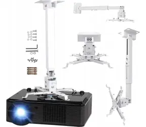 Zenwire Držák projektoru 4v1 bílá / Držák projektoru / Nosnost 25 kg / Stropní i nástěnní montáž