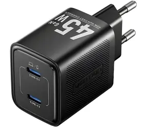 Vention Síťová nabíječka 2x USB-C černá / Nabíječka / GaN / PD 45W