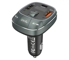 Vention černá / Autonabíječka s FM transmitterem / 3x USB (USB-C + 2x USB-A) / USB-C PD 30W / QC3+