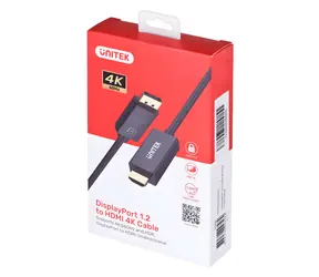 Unitek V1608A černá / Redukce / DisplayPort 1.2 - HDMI / 4K 60Hz / 1,8 m