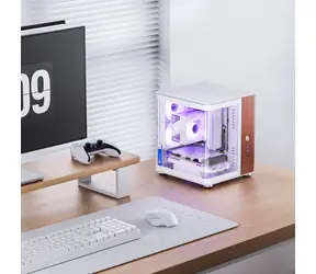 Jonsbo TK-0 bílá / Počítačová skříň / Mini-ITX / Mini-Tower / tvrzené sklo / dřevěný panel