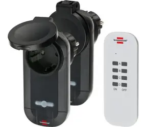 Brennenstuhl RC CE1 0201 černo-bílá / Bezdrátová spínací sada / 2x zásuvka IP44 / dosah 25 m / 1000 W