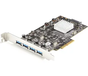 StarTech PCIe karta 4x USB-A černá / Řadič USB / PCIe / USB 3.2 Gen 2 10 Gbps / čipset ASMedia ASM3142