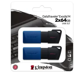 Kingston DataTraveler Exodia M 64 GB modro-černá / Flash disk / USB-A 3.2 Gen 1 / 2 ks v balení