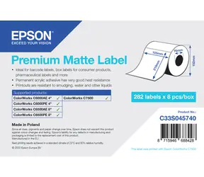 Epson Premium Matte Label 105x210 mm / Etikety / Die-cut role / 282 ks / voděodolné