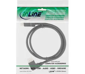 InLine DisplayPort kabel úhlový vlevo černá / Propojovací kabel / DisplayPort (M) - DisplayPort (M) / 8K UHD-2 / 120 Hz