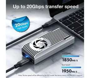 GrauGear G-M206-20G-F / Externí rámeček SSD / M.2 NVMe / USB-C 3.2 Gen2x2 / 20 Gbit/s