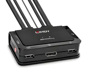 Lindy 42344 / KVM přepínač / 2 porty / DisplayPort 1.2 / USB 2.0 / Audio / 4K 60Hz