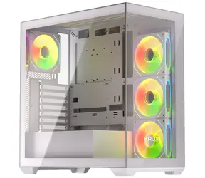Krux Exo bílá / Počítačová skříň / Midi-Tower / ATX / tvrzené sklo / 4x RGB ventilátor