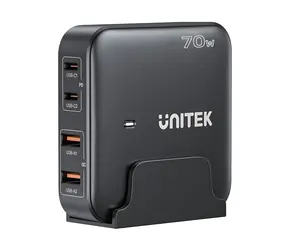 Unitek P1228ABK01-EU černá / Nabíječka / GaN / 70W / 2x USB-C / 2x USB-A