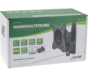 InLine Nástěnný držák TFT monitoru černá / Držák na monitor / do 13" / nosnost 15 kg / náklon -15°–15°