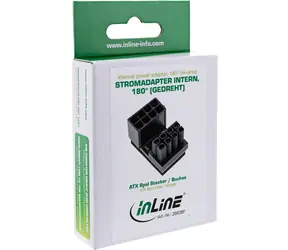 InLine Napájecí adaptér ATX 8pin interní, lomený / Adaptér / Zástrčka-zásuvka / Černá