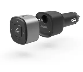 Hama Bluetooth přijímač do auta černá / Bluetooth přijímač / 3,5mm jack / Bluetooth 4.2 / USB nabíječka