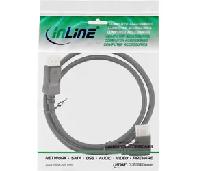 InLine DisplayPort kabel úhlový vpravo černá / Kabel DisplayPort / 8K UHD-2 / 1 m