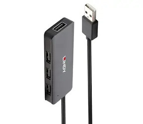 Lindy 4 Port USB 2.0 Hub černý / USB hub / 4x USB-A 2.0 / Kabel 0,8 m / Stolní design