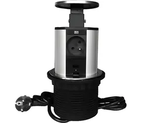 IN Výsuvná lišta 3x zásuvka + 2x USB / Zásuvková lišta / 16A 230V / kabel 2 m