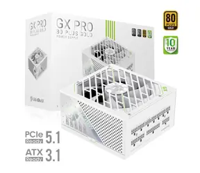 Gamemax GX PRO 1250G bílá / Zdroj / ATX / 1250W / 80 Plus Gold / Plně modulární