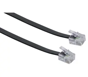 Schwaiger telefonní kabel RJ11-RJ11 plochý černá / Telefonní kabel / 6 m / 4 žíly