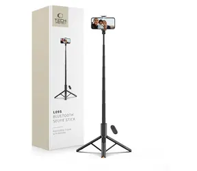 Tech-Protect L09S černá / Selfie tyč / Stativová funkce / Bluetooth dálkové ovládání / Teleskopická 146 cm